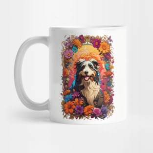 Cute Alaskan Malamute dog retro vintage floral design Mug